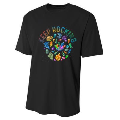 Colorful Rock Collector Earth Scientist Gift Funny Geology Performance Sprint T-Shirt