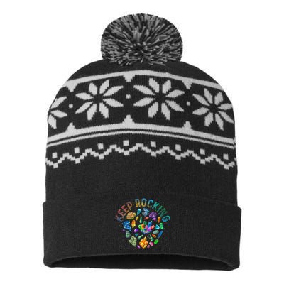 Colorful Rock Collector Earth Scientist Gift Funny Geology USA-Made Snowflake Beanie