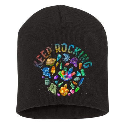 Colorful Rock Collector Earth Scientist Gift Funny Geology Short Acrylic Beanie