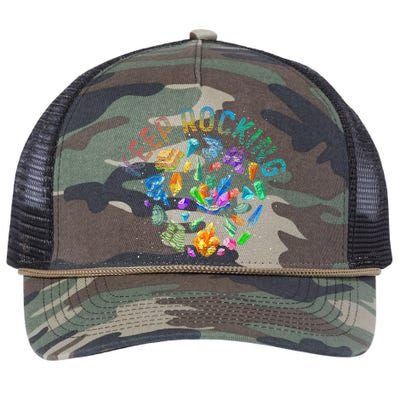 Colorful Rock Collector Earth Scientist Gift Funny Geology Retro Rope Trucker Hat Cap