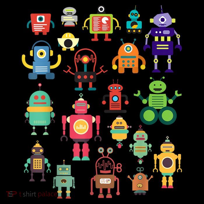 Cute Retro Colorful Robot Collection Daily Commute Backpack