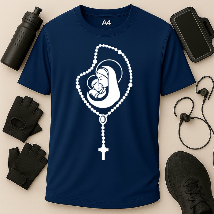 Catholic Rosary Cooling Performance Crew T-Shirt