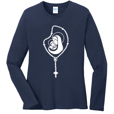 Catholic Rosary Ladies Long Sleeve Shirt