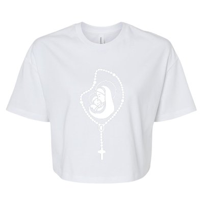 Catholic Rosary Bella+Canvas Jersey Crop Tee