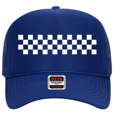 Car Racing Checkered Finish Line Flag Automobile Motor Race Gift High Crown Mesh Back Trucker Hat