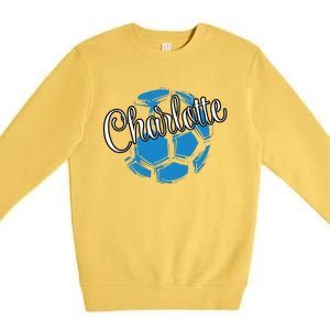 Cool Retro Charlotte Soccer Ball Premium Crewneck Sweatshirt