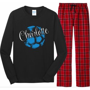 Cool Retro Charlotte Soccer Ball Long Sleeve Pajama Set