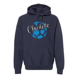 Cool Retro Charlotte Soccer Ball Premium Hoodie