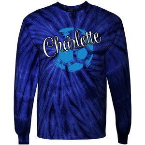 Cool Retro Charlotte Soccer Ball Tie-Dye Long Sleeve Shirt