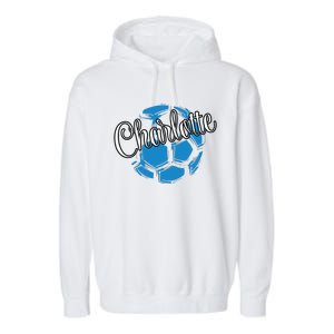 Cool Retro Charlotte Soccer Ball Garment-Dyed Fleece Hoodie