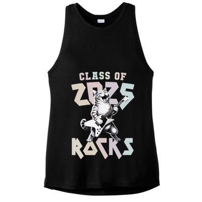 Cat Rockstar Class Of 2025 Rocks Graduated Signing Throwback .Png Ladies PosiCharge Tri-Blend Wicking Tank