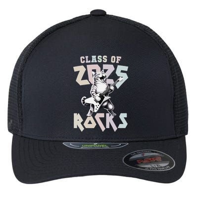 Cat Rockstar Class Of 2025 Rocks Graduated Signing Throwback .Png Flexfit Unipanel Trucker Cap