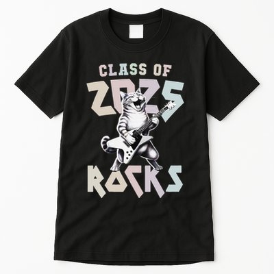 Cat Rockstar Class Of 2025 Rocks Graduated Signing Throwback .Png Tall T-Shirt