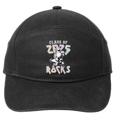 Cat Rockstar Class Of 2025 Rocks Graduated Signing Throwback .Png 7-Panel Snapback Hat