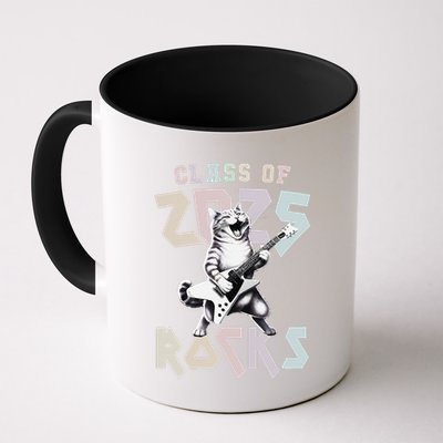 Cat Rockstar Class Of 2025 Rocks Graduated Signing Throwback .Png Mug