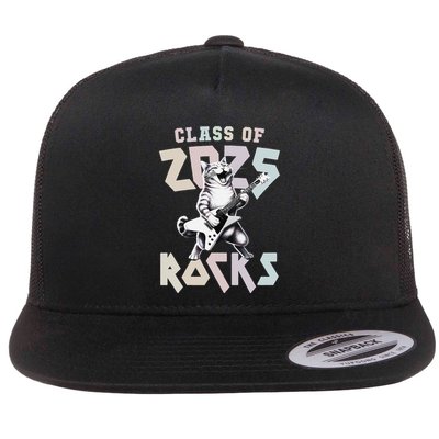 Cat Rockstar Class Of 2025 Rocks Graduated Signing Throwback .Png Flatbill Hat