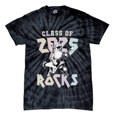 Cat Rockstar Class Of 2025 Rocks Graduated Signing Throwback .Png Tie-Dye T-Shirt
