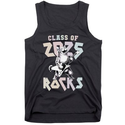 Cat Rockstar Class Of 2025 Rocks Graduated Signing Throwback .Png Tank Top