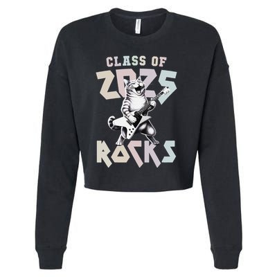Cat Rockstar Class Of 2025 Rocks Graduated Signing Throwback .Png Cropped Pullover Crew