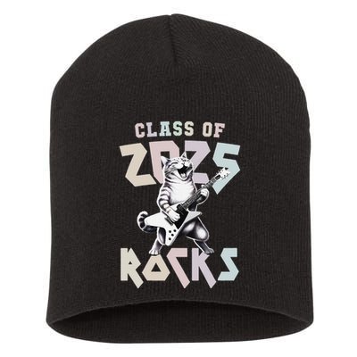 Cat Rockstar Class Of 2025 Rocks Graduated Signing Throwback .Png Short Acrylic Beanie