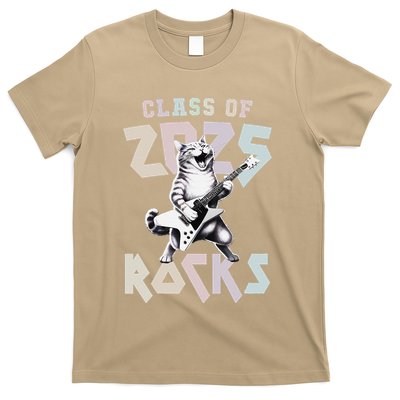 Cat Rockstar Class Of 2025 Rocks Graduated Signing Throwback .Png T-Shirt