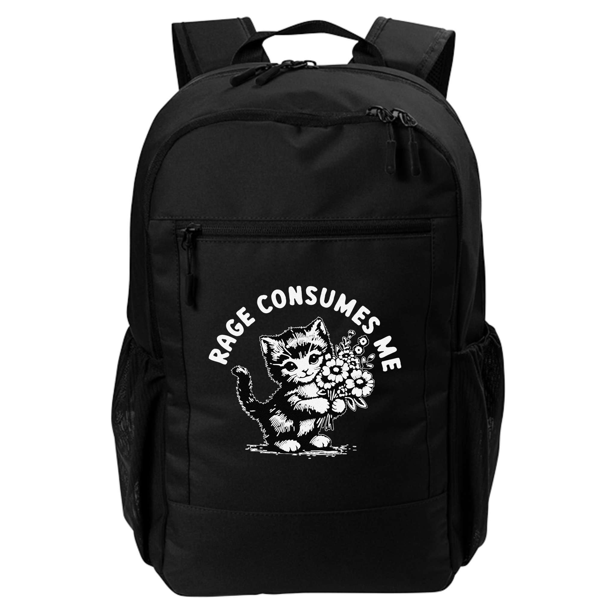 Cat Rage Consumes Me Kitten Cat Wild Flower Backpack