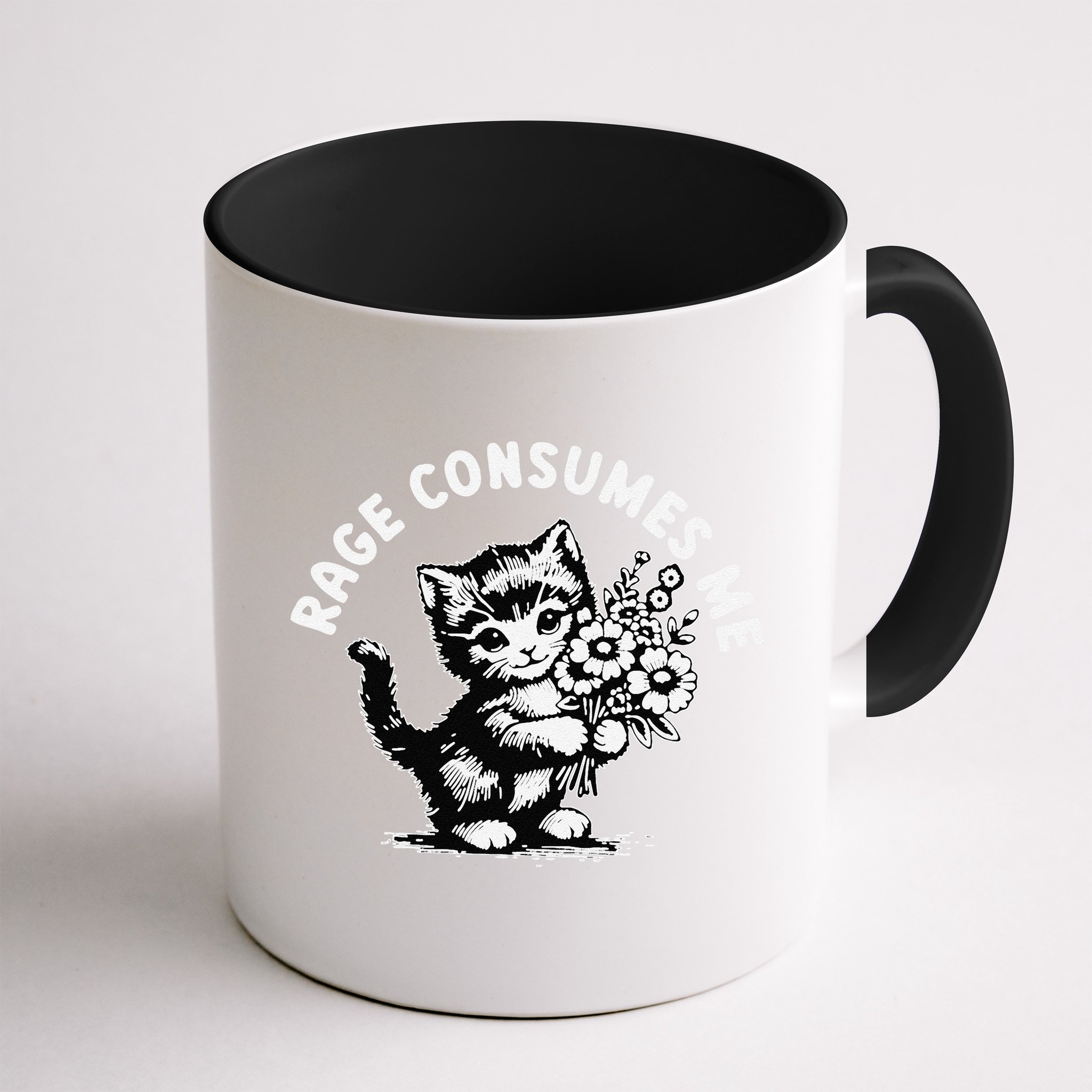 Cat Rage Consumes Me Kitten Cat Wild Flower Mug
