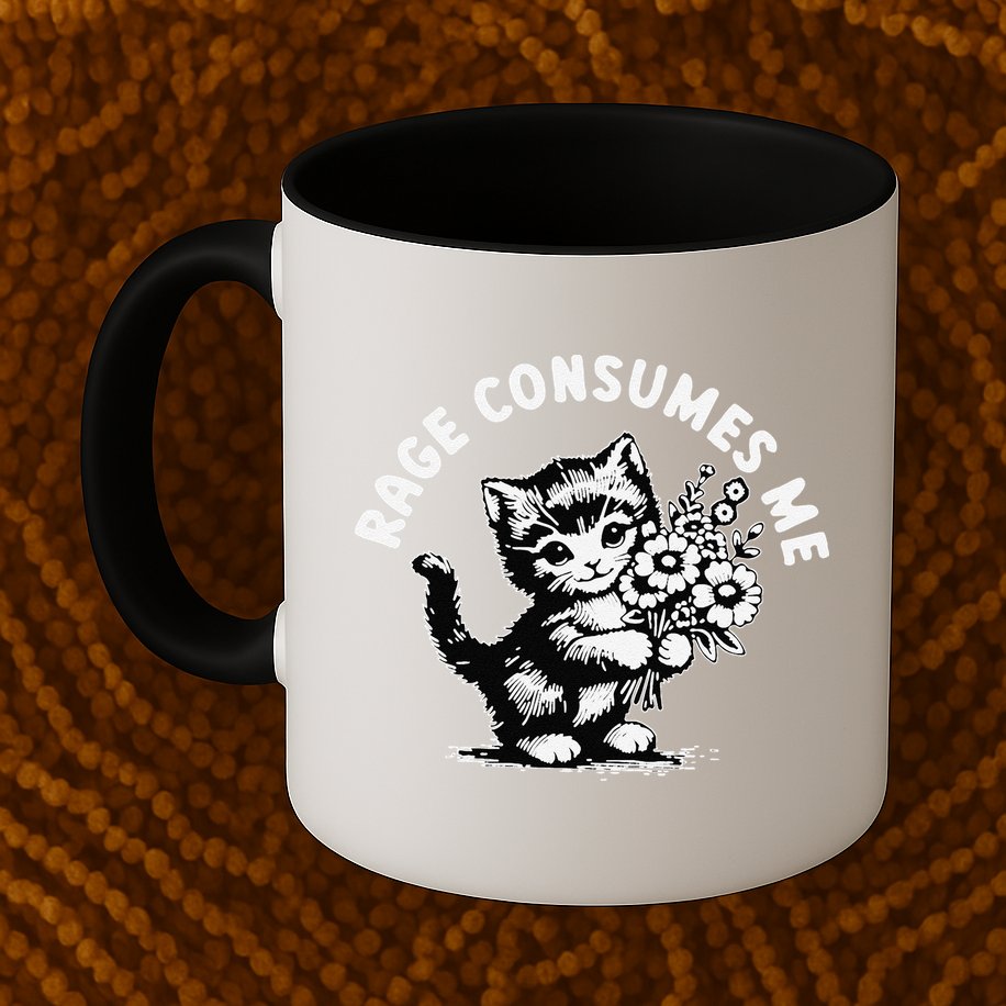 Cat Rage Consumes Me Kitten Cat Wild Flower Mug