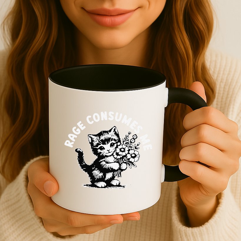Cat Rage Consumes Me Kitten Cat Wild Flower Mug