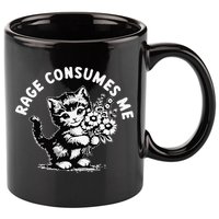 Cat Rage Consumes Me Kitten Cat Wild Flower 11oz C Handle Ceramic Mug