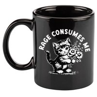 Cat Rage Consumes Me Kitten Cat Wild Flower 11oz C Handle Ceramic Mug