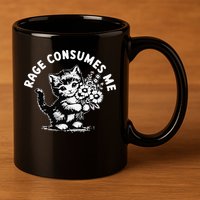Cat Rage Consumes Me Kitten Cat Wild Flower 11oz C Handle Ceramic Mug