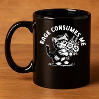 Cat Rage Consumes Me Kitten Cat Wild Flower 11oz C Handle Ceramic Mug