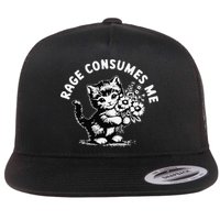 Cat Rage Consumes Me Kitten Cat Wild Flower Flat Bill Trucker Hat