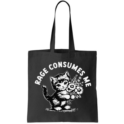 Cat Rage Consumes Me Kitten Cat Wild Flower Bag