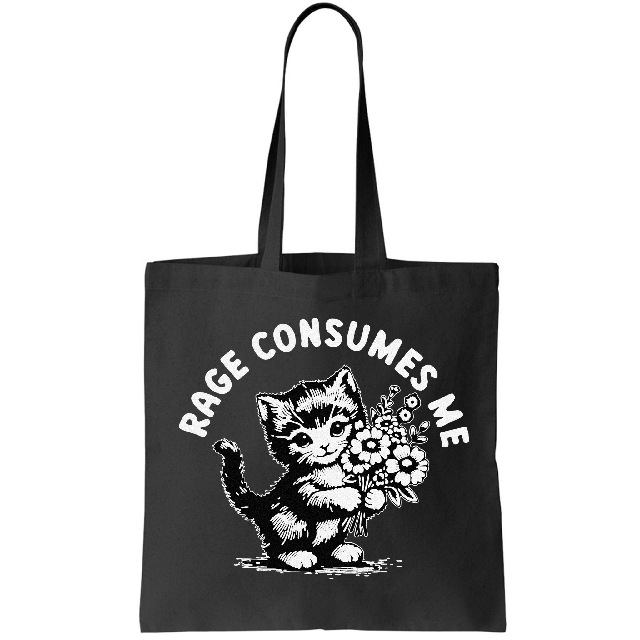 Cat Rage Consumes Me Kitten Cat Wild Flower Bag