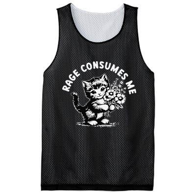 Cat Rage Consumes Me Kitten Cat Wild Flower Mesh Reversible Basketball Jersey Tank