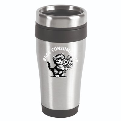 Cat Rage Consumes Me Kitten Cat Wild Flower 16oz Travel Tumbler