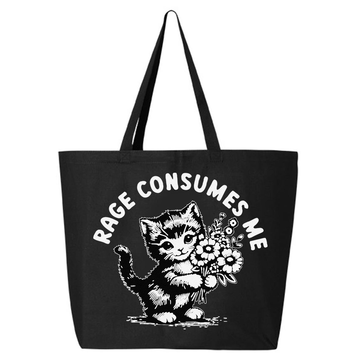 Cat Rage Consumes Me Kitten Cat Wild Flower 25L Jumbo Tote