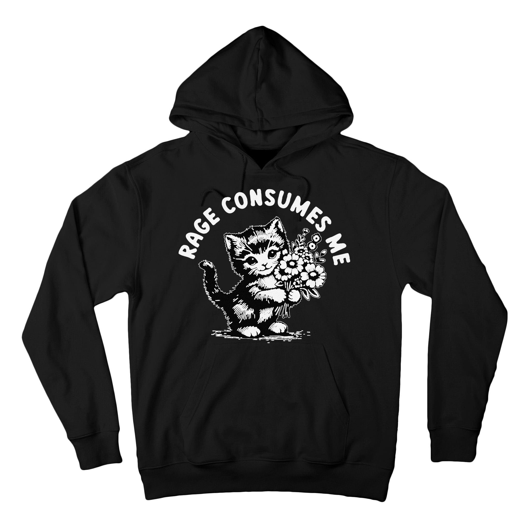 Cat Rage Consumes Me Kitten Cat Wild Flower Tall Hoodie