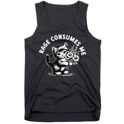 Cat Rage Consumes Me Kitten Cat Wild Flower Tank Top