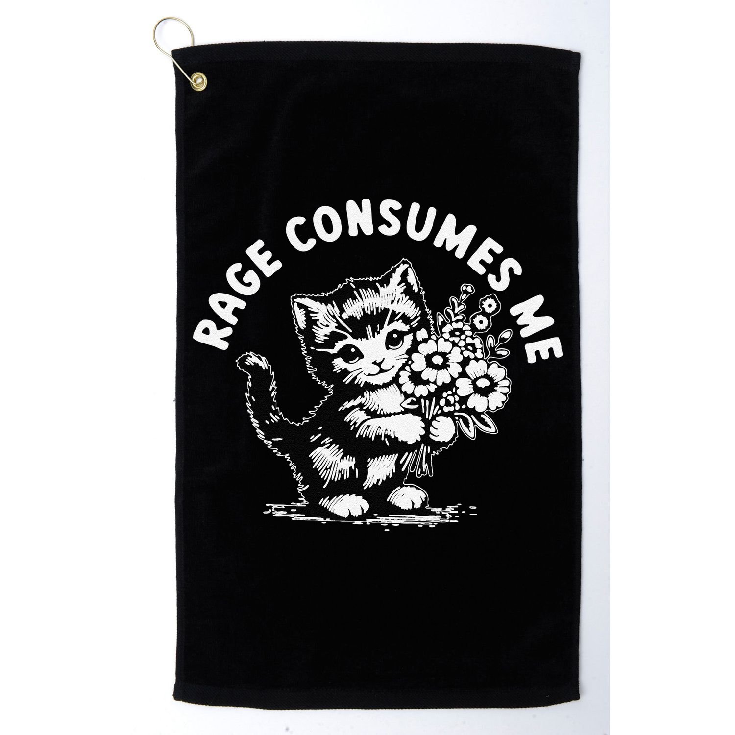Cat Rage Consumes Me Kitten Cat Wild Flower Golf Towel