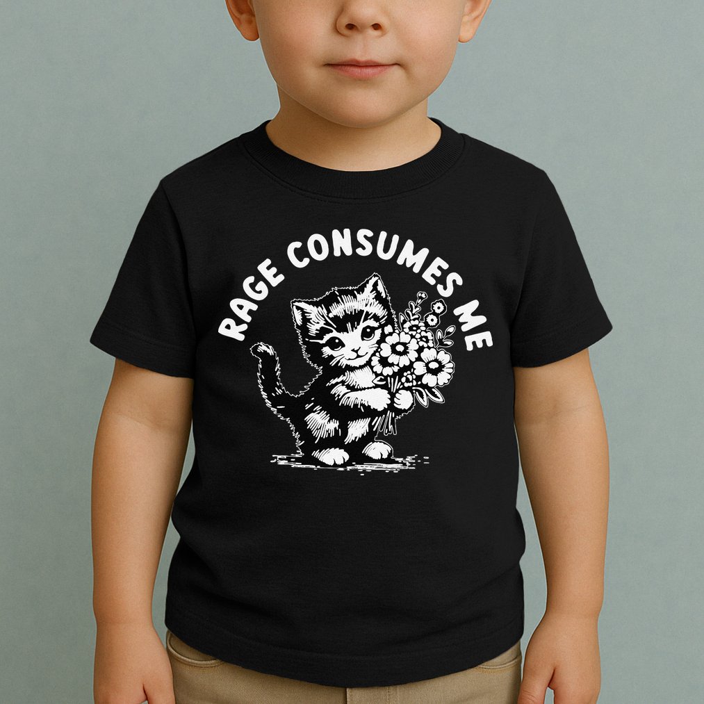 Cat Rage Consumes Me Kitten Cat Wild Flower Toddler T-Shirt