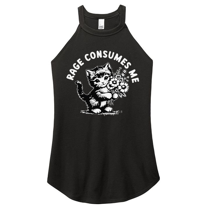 Cat Rage Consumes Me Kitten Cat Wild Flower Women's Perfect Tri Rocker Tank
