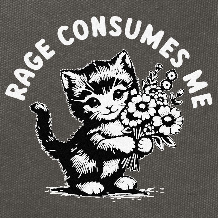 Cat Rage Consumes Me Kitten Cat Wild Flower Cotton Canvas Backpack