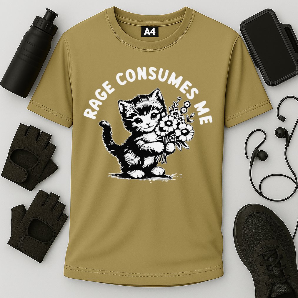 Cat Rage Consumes Me Kitten Cat Wild Flower Performance Shirt