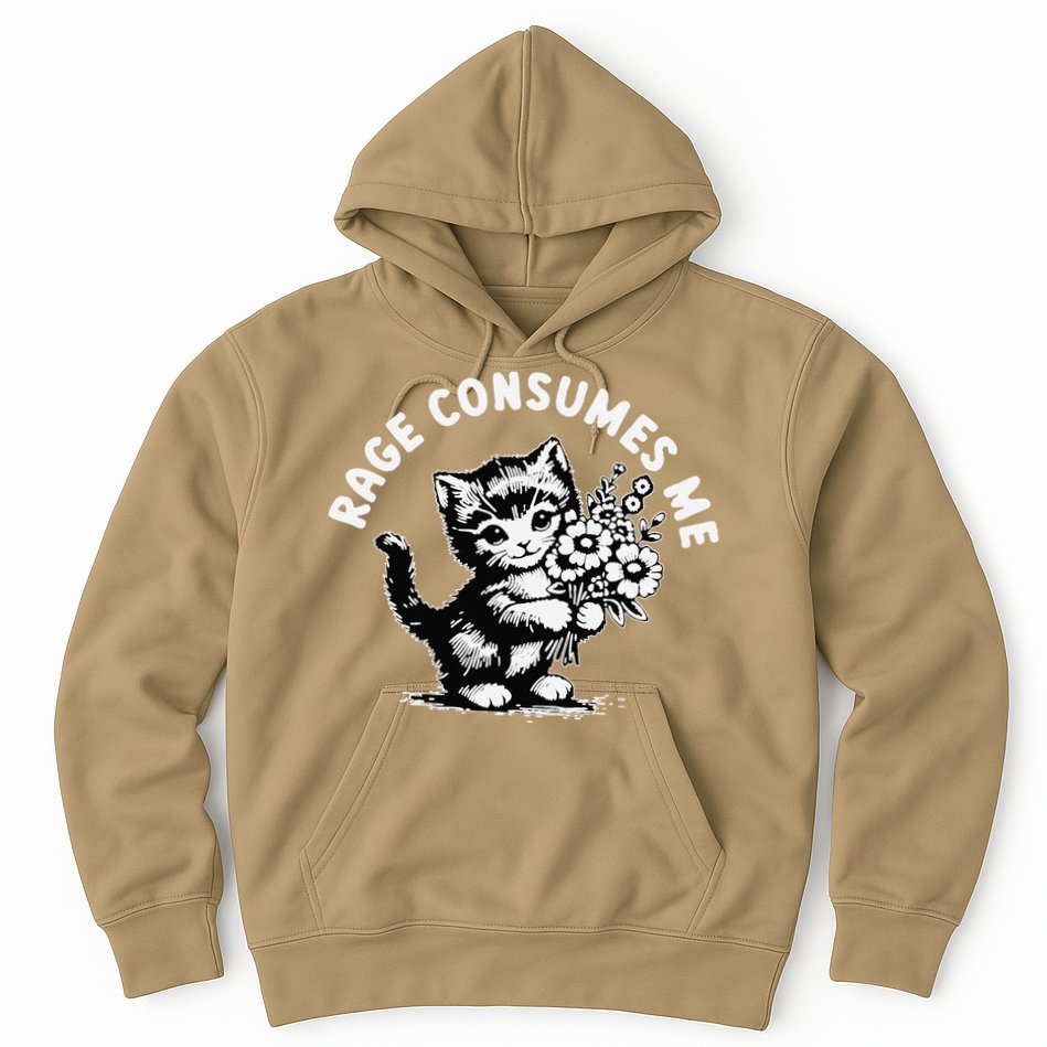 Cat Rage Consumes Me Kitten Cat Wild Flower Hoodie