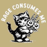 Cat Rage Consumes Me Kitten Cat Wild Flower Button