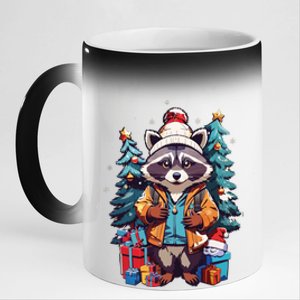 Christmas Raccoon 11oz Black Color Changing Mug