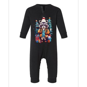 Christmas Raccoon Infant Fleece One Piece